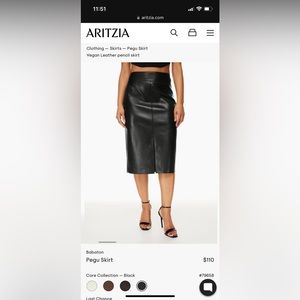 NWT Aritzia Babaton Pegu Vegan Leather Pencil Skirt (Black) (Size 6)